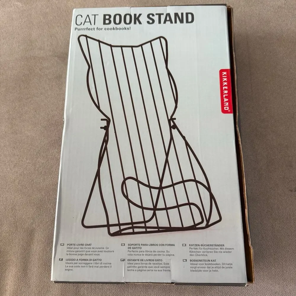 Kikkerland Cat Book Stand Black Metal Cookbook Recipe Holder NEW in Box